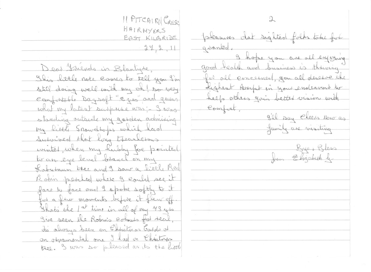 sunday post eliz letter to rsh